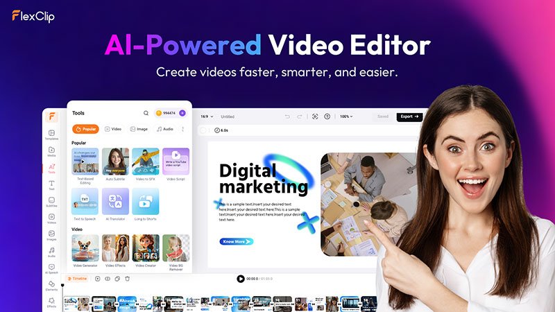 FlexClip is an online video creator tool that anyone can use